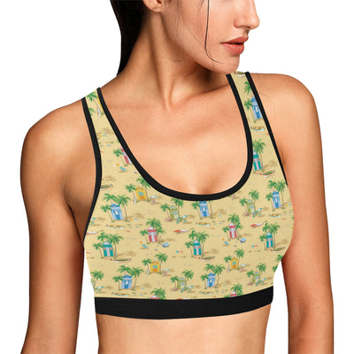 Beach Themed Pattern Print Design 01 Sports Bra