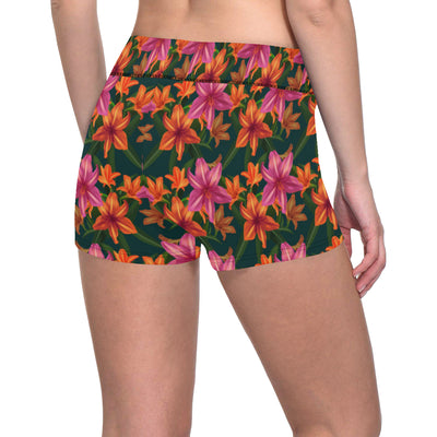 Amaryllis Pattern Print Design AL01 Yoga Shorts