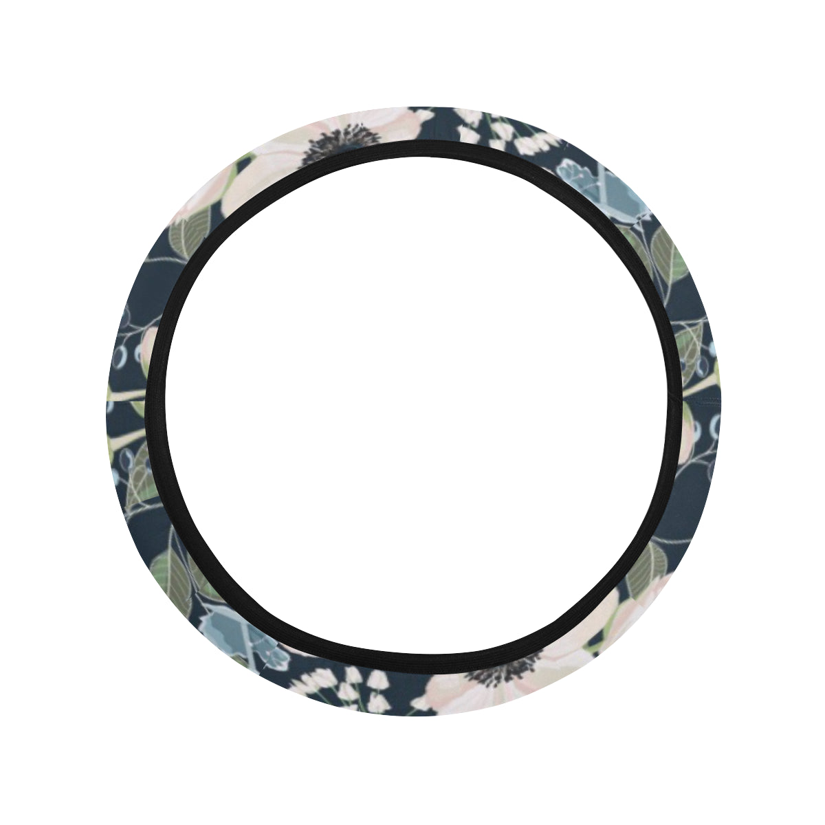 Anemone Pattern Print Design AM02 Steering Wheel Cover with Elastic Edge