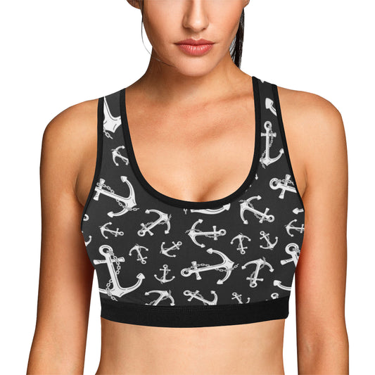 Anchor Black White Sports Bra