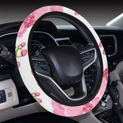 Orchid Pink Pattern Print Design OR07 Steering Wheel Cover with Elastic Edge