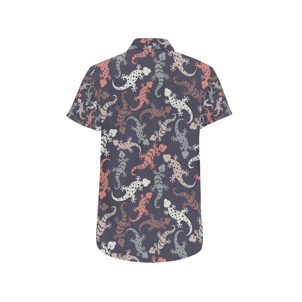 Gecko Pattern Print Design 02 Men's Short Sleeve Button Up Shirt