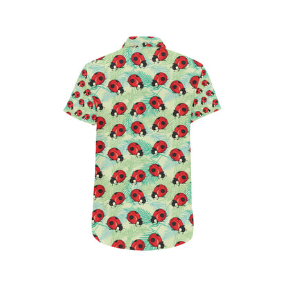 Ladybug Cute Print Pattern Men's Short Sleeve Button Up Shirt