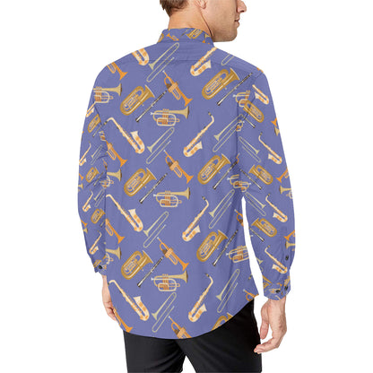 Trombone Pattern Print Design 02 Men's Long Sleeve Shirt