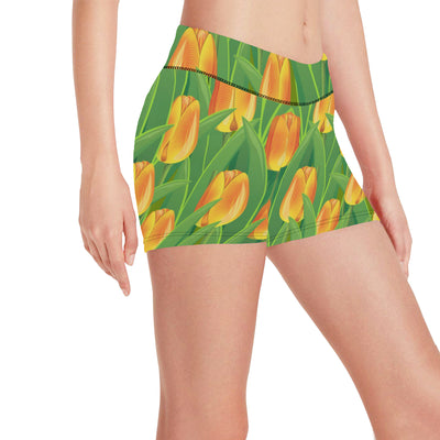 Tulip Orange Pattern Print Design TP07 Yoga Shorts