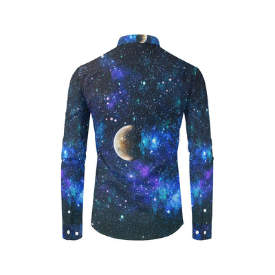 Galaxy Stardust Planet Space Print Men's Long Sleeve Shirt