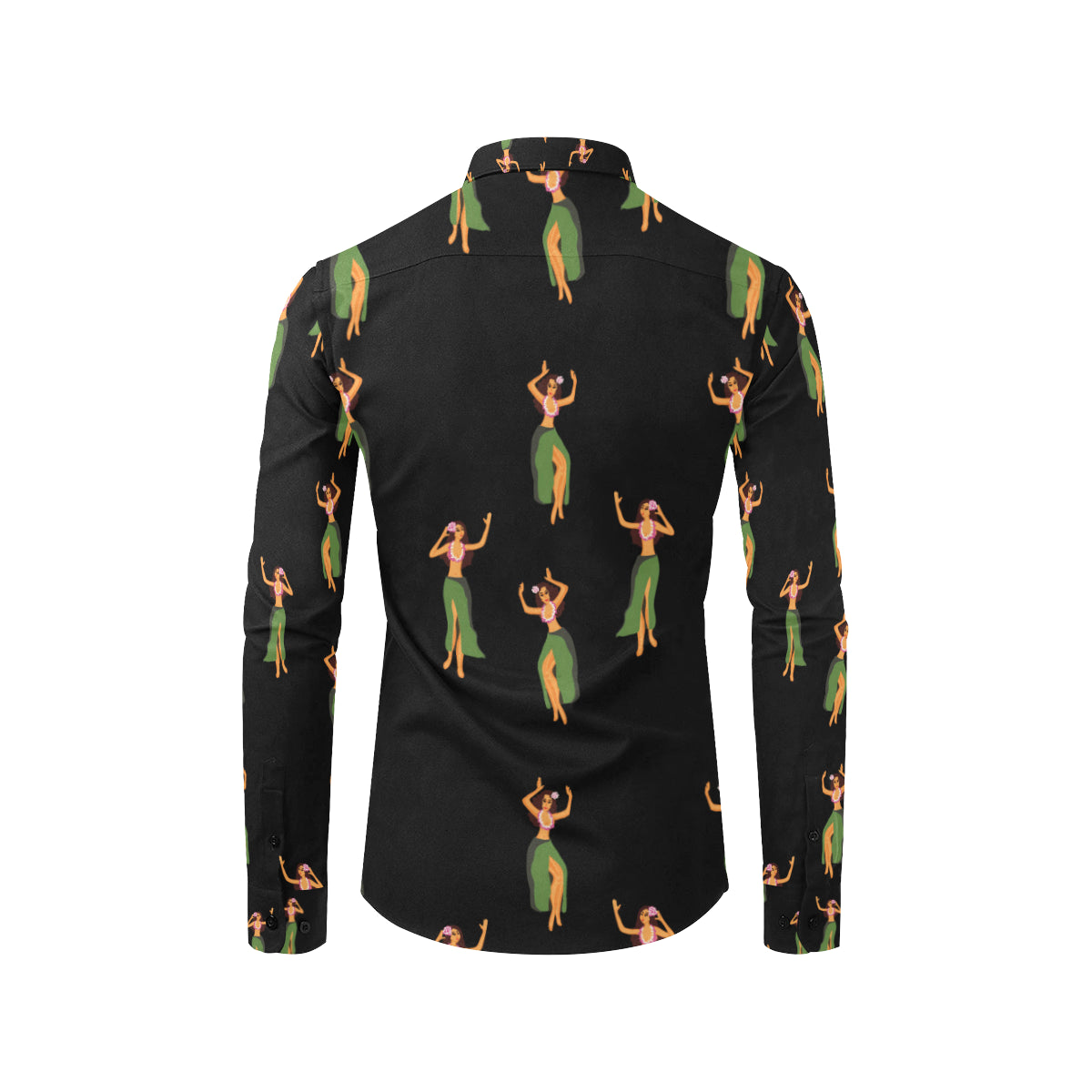 Hula Dancers Girl Pattern Print Design 01 Men's Long Sleeve Shirt