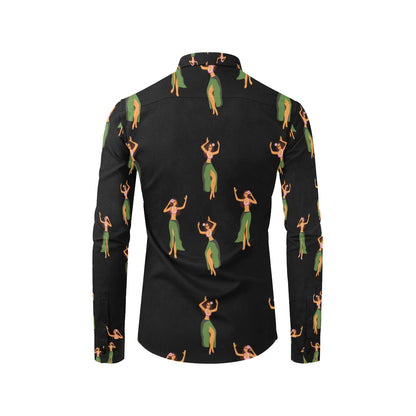 Hula Dancers Girl Pattern Print Design 01 Men's Long Sleeve Shirt