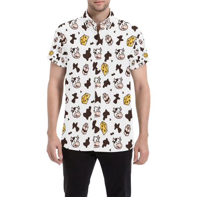 Cow Pattern Print Design 06 Men's Short Sleeve Button Up Shirt