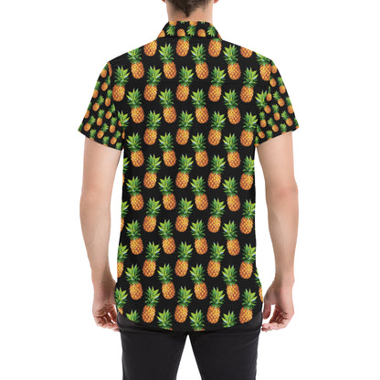 Pineapple Cute Print Design Pattern Men's Short Sleeve Button Up Shirt
