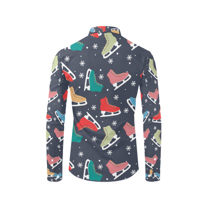 Ice Skate Pattern Print Design 04 Men's Long Sleeve Shirt