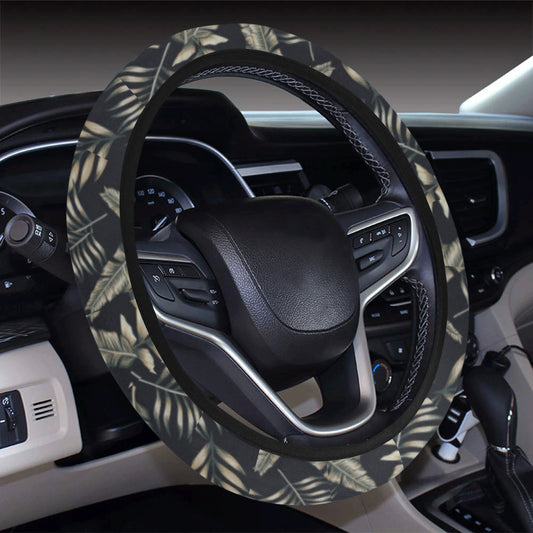 Banana Leaf Pattern Print Design 07 Steering Wheel Cover with Elastic Edge