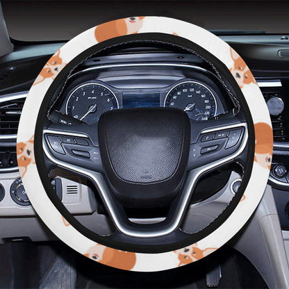 Cardigan Welsh Corgis Pattern Print Design 02 Steering Wheel Cover with Elastic Edge