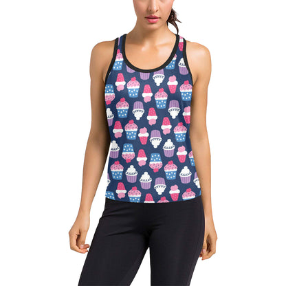 Cupcake Pattern Print Design CP04 Women's Racerback Tank Top