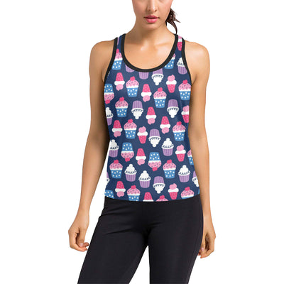 Cupcake Pattern Print Design CP04 Women's Racerback Tank Top