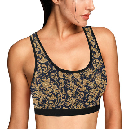 Baroque Golden Pattern Print Design 03 Sports Bra
