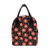 Red Hibiscus Pattern Print Design HB021 Insulated Lunch Bag