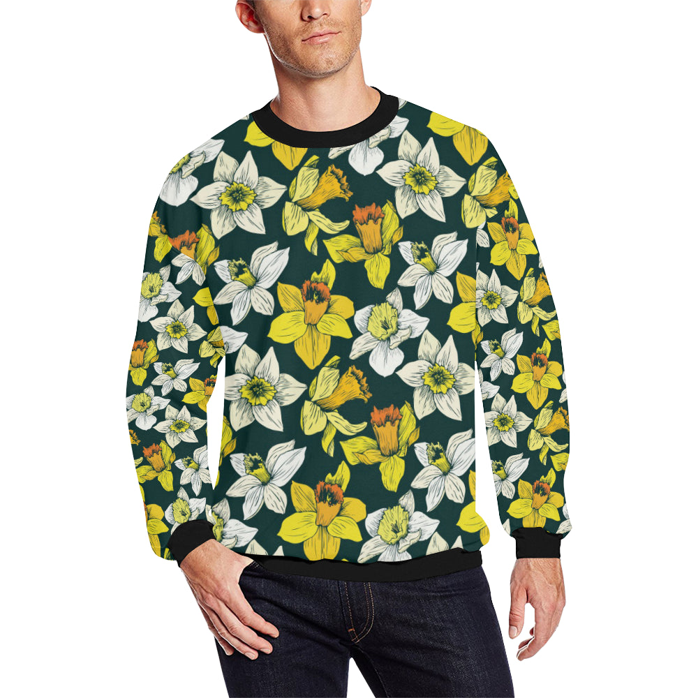 Daffodils Pattern Print Design DF02 Men Long Sleeve Sweatshirt