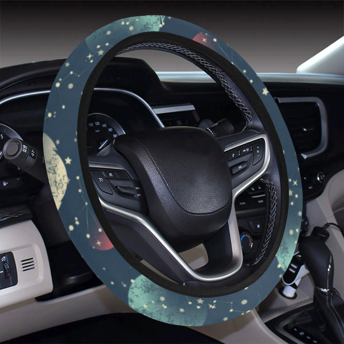 Cosmic Pattern Print Design 04 Steering Wheel Cover with Elastic Edge