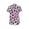 Leopard Pink Skin Print Men's Short Sleeve Button Up Shirt