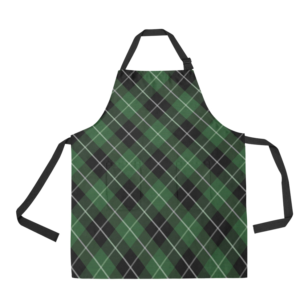 Plaid Green Pattern Print Design A05 Apron with Pocket