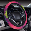 Lotus Pattern Print Design 02 Steering Wheel Cover with Elastic Edge