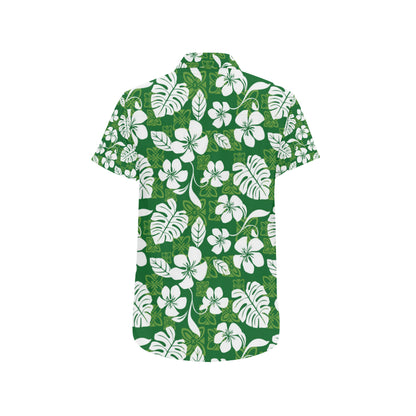 Hawaiian Themed Pattern Print Design H016 Men's Short Sleeve Button Up Shirt