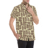 Tiki Brown Mask Print Men's Short Sleeve Button Up Shirt