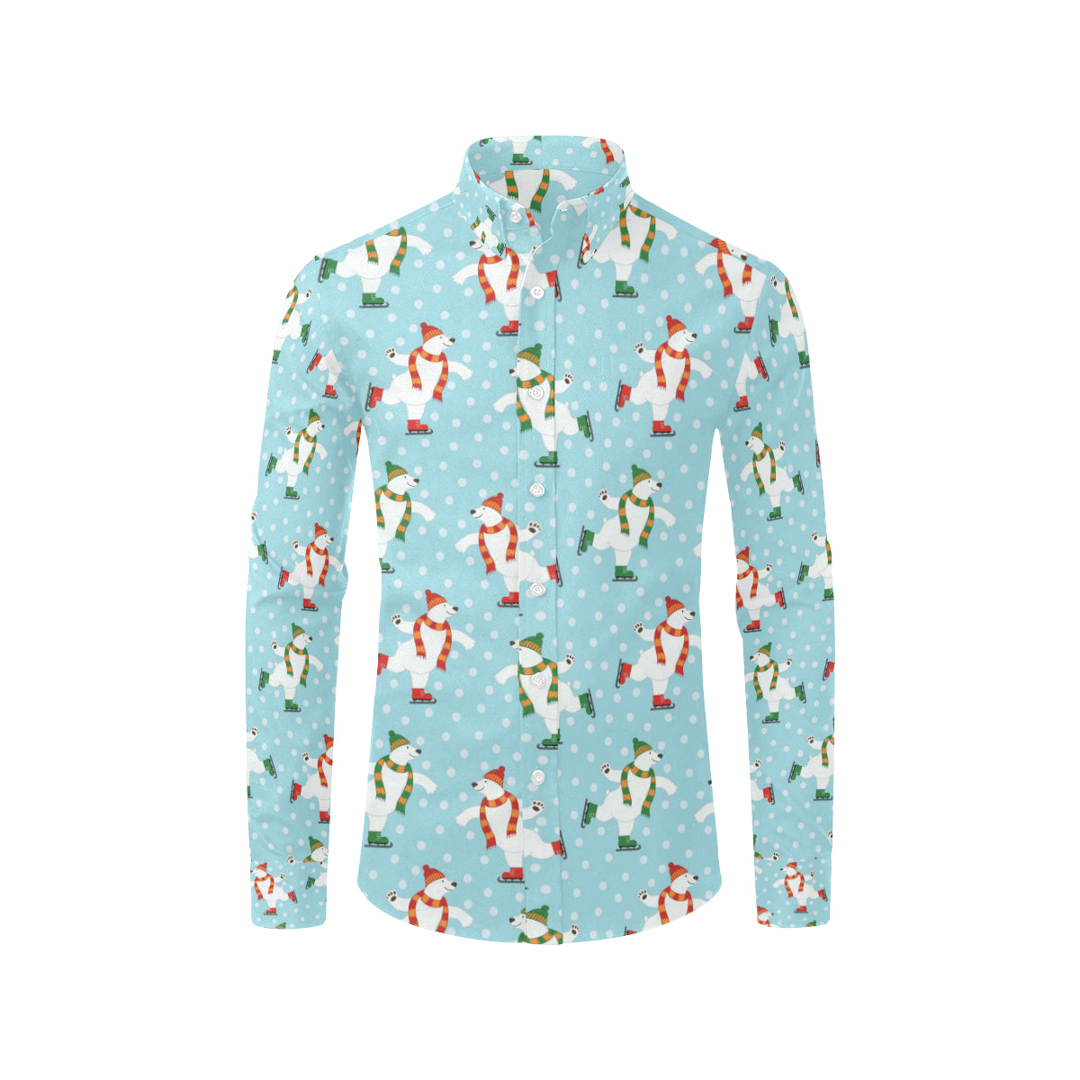 Polar Bear Pattern Print Design PB07 Men's Long Sleeve Shirt