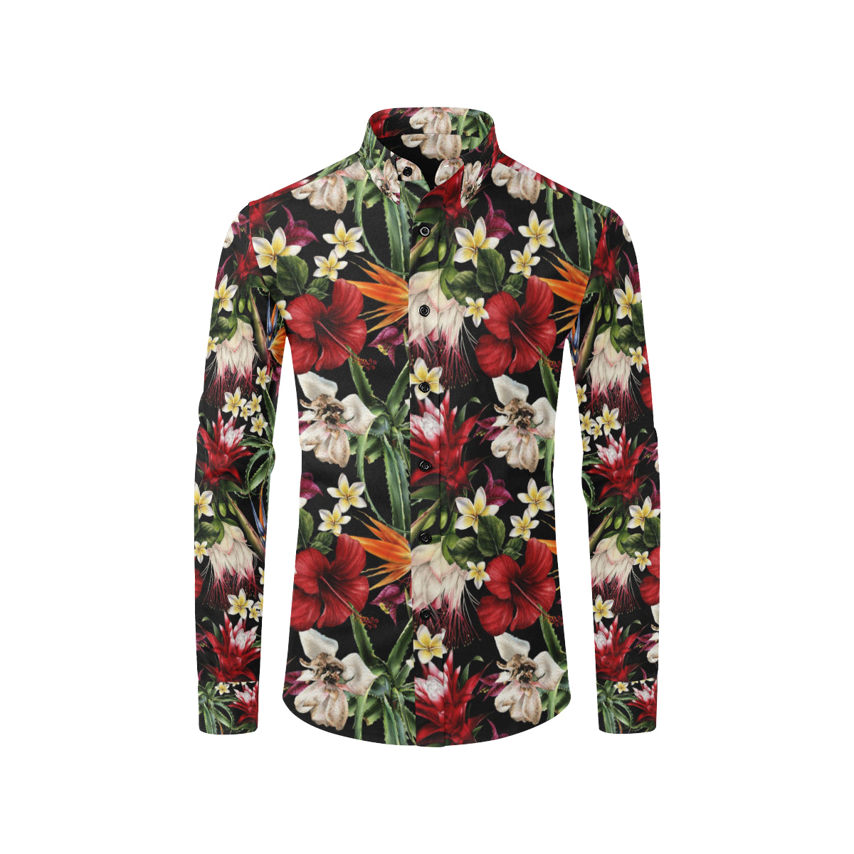 Summer Floral Pattern Print Design SF03 Men's Long Sleeve Shirt