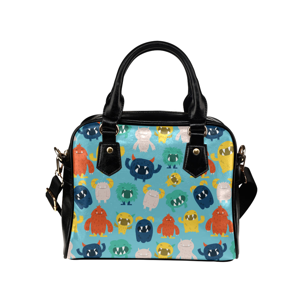 Monster Cartoon Pattern Print Design 03 Shoulder Handbag