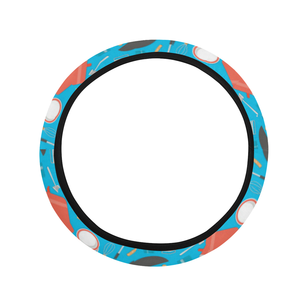 Cooking Kitchen Tools Pattern Print Design 03 Steering Wheel Cover with Elastic Edge
