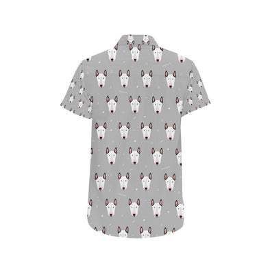 Bull Terrier Head Print Pattern Men's Short Sleeve Button Up Shirt