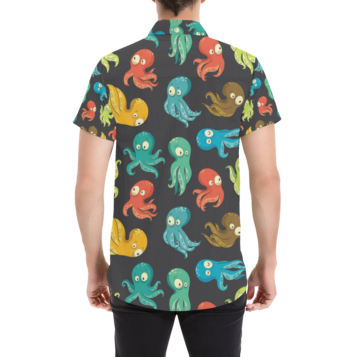 Octopus Pattern Print Design A01 Men's Short Sleeve Button Up Shirt