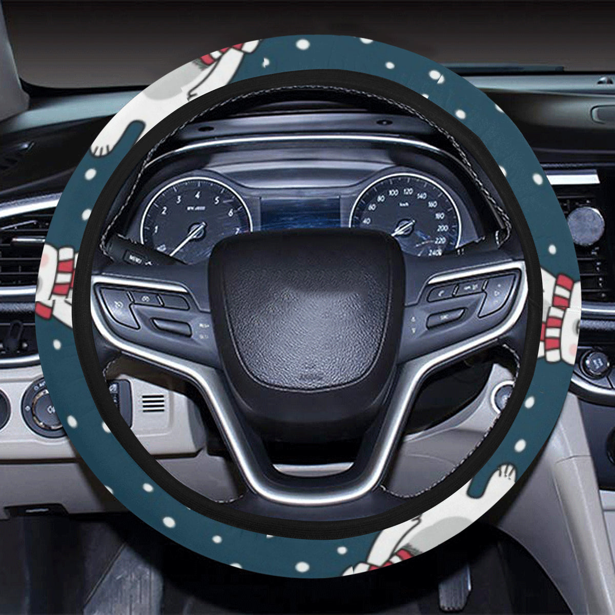 Polar Bear Pattern Print Design PB05 Steering Wheel Cover with Elastic Edge
