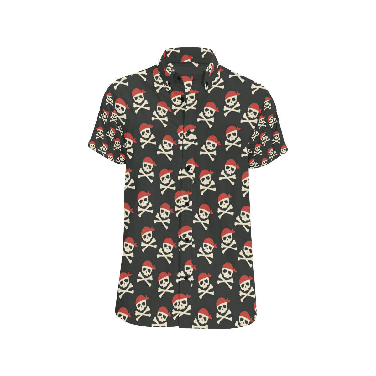 Pirate Pattern Print Design A04 Men's Short Sleeve Button Up Shirt