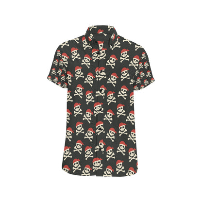 Pirate Pattern Print Design A04 Men's Short Sleeve Button Up Shirt