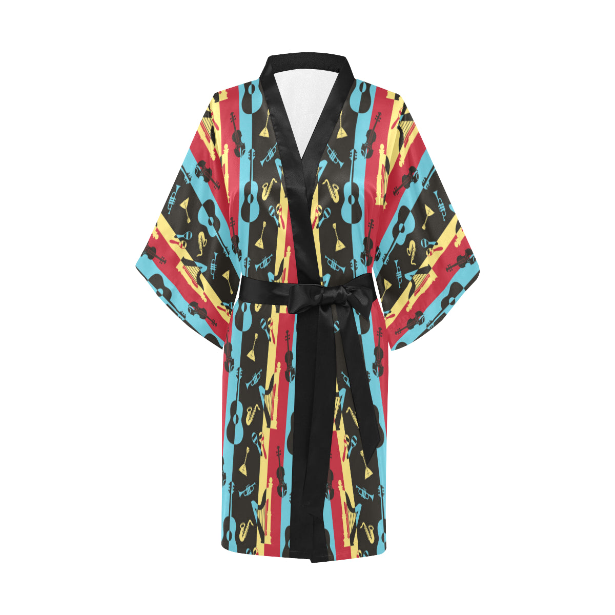 Jazz Pattern Print Design 02 Women's Short Kimono