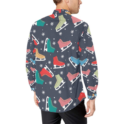 Ice Skate Pattern Print Design 04 Men's Long Sleeve Shirt