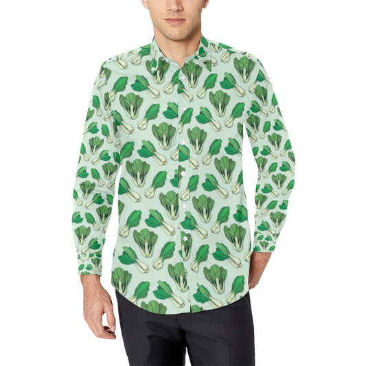 Bok Choy Pattern Print Design 01 Men's Long Sleeve Shirt