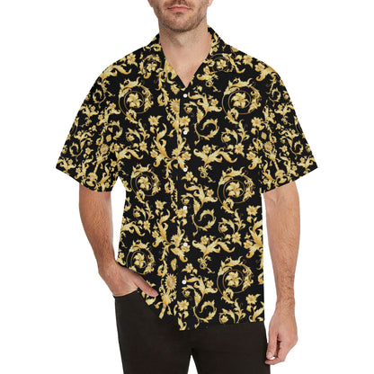 Baroque Golden Pattern Print Design 04 Men's Hawaiian Shirt
