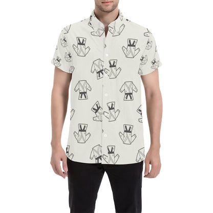 Karate Pattern Print Design 01 Men's Short Sleeve Button Up Shirt