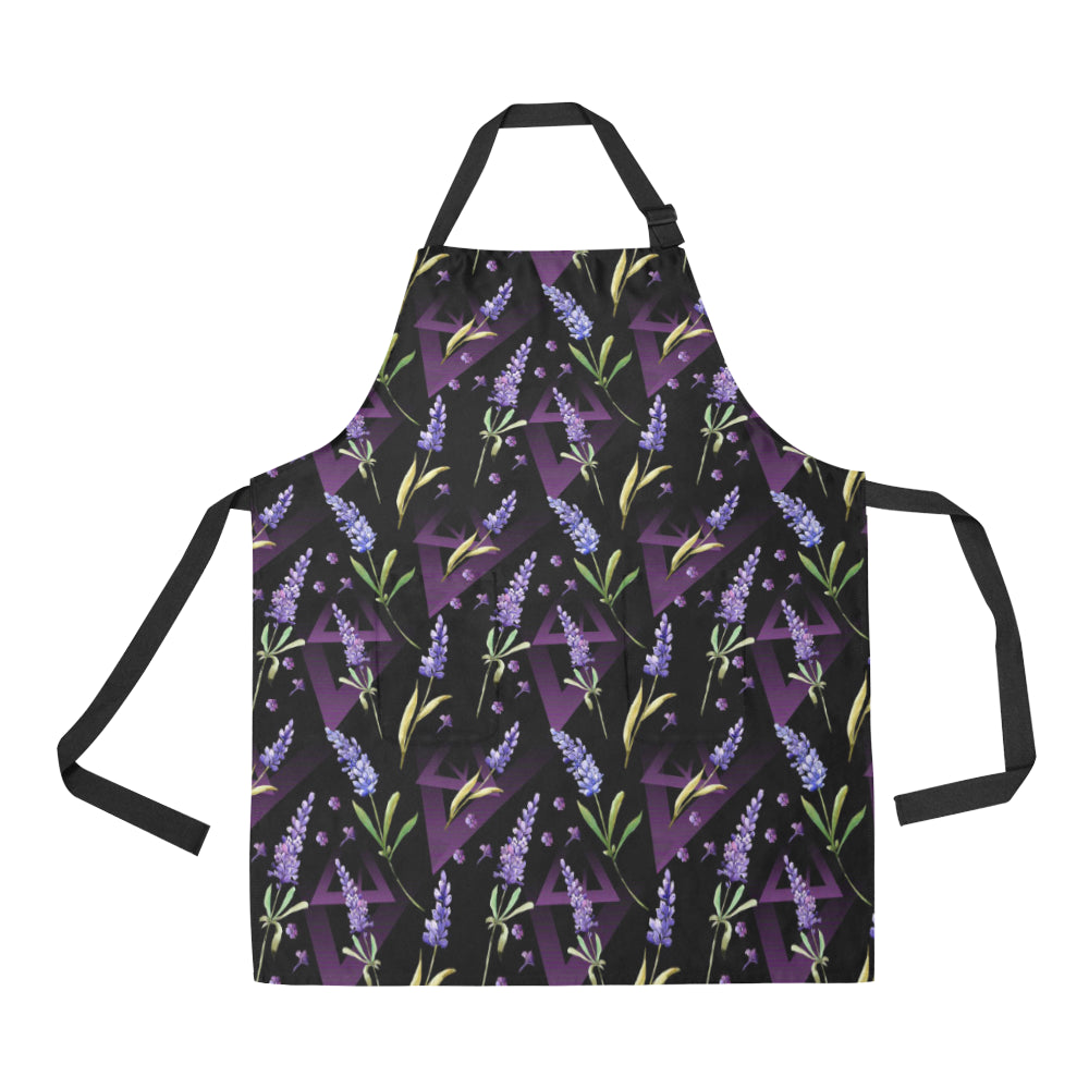 Lavender Pattern Print Design LV07 Apron with Pocket