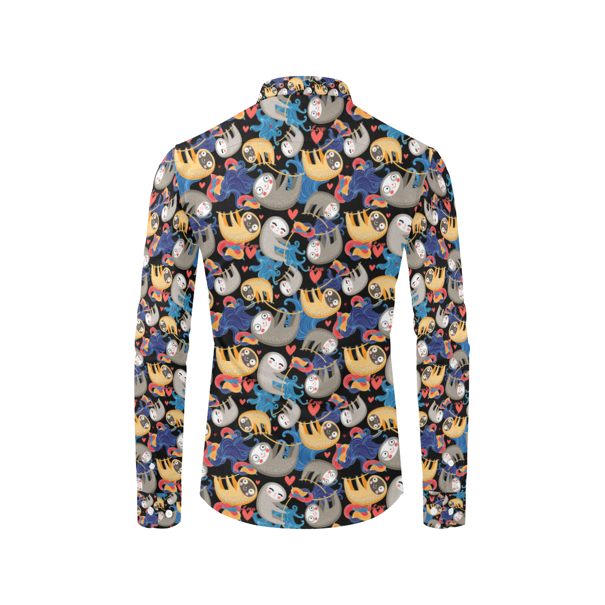 Sloth Cartoon Design Themed Print Men's Long Sleeve Shirt