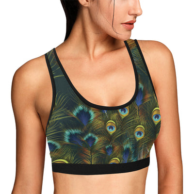 Peacock Feather Pattern Print Design A03 Sports Bra