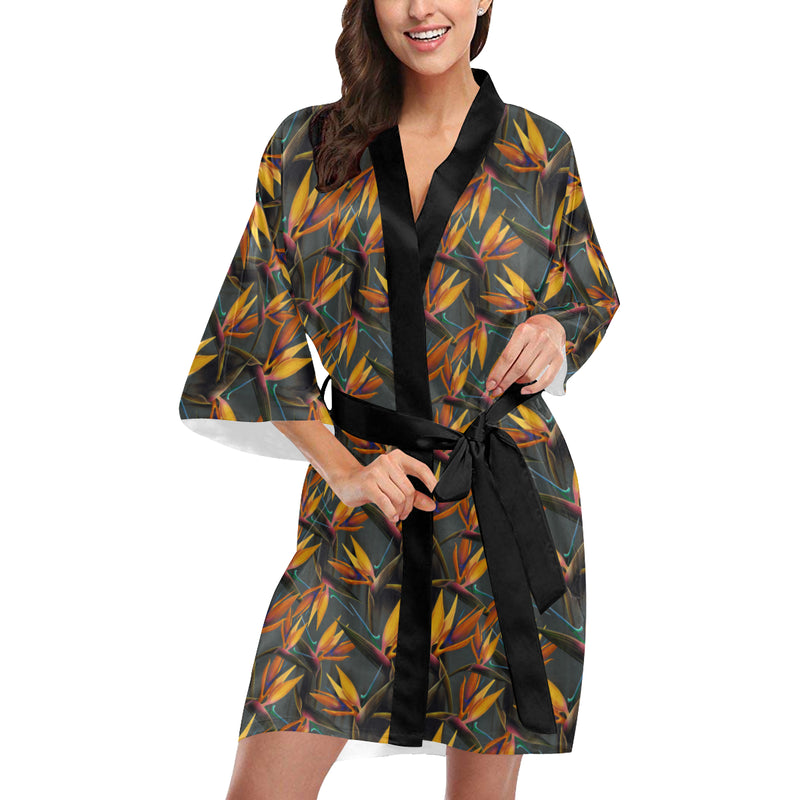 Bird Of Paradise Pattern Print Design 01 Women's Short Kimono