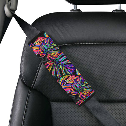 Neon Color Tropical Palm Leaves Car Seat Belt Cover