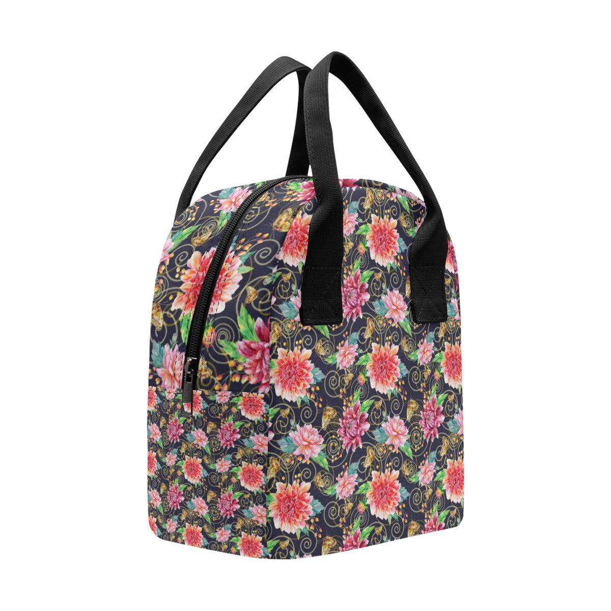 Dahlia Pattern Print Design DH02 Insulated Lunch Bag