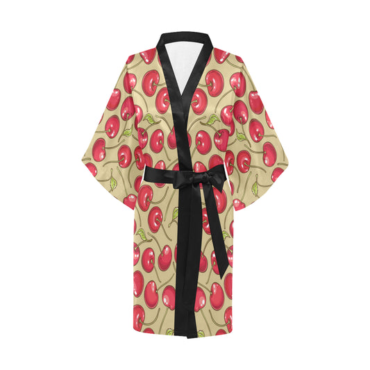 Cherry Pattern Print Design CH05 Women Kimono Robe