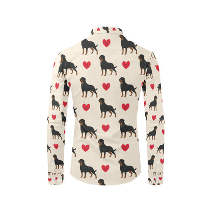 Rottweiler Pattern Print Design A02 Men's Long Sleeve Shirt